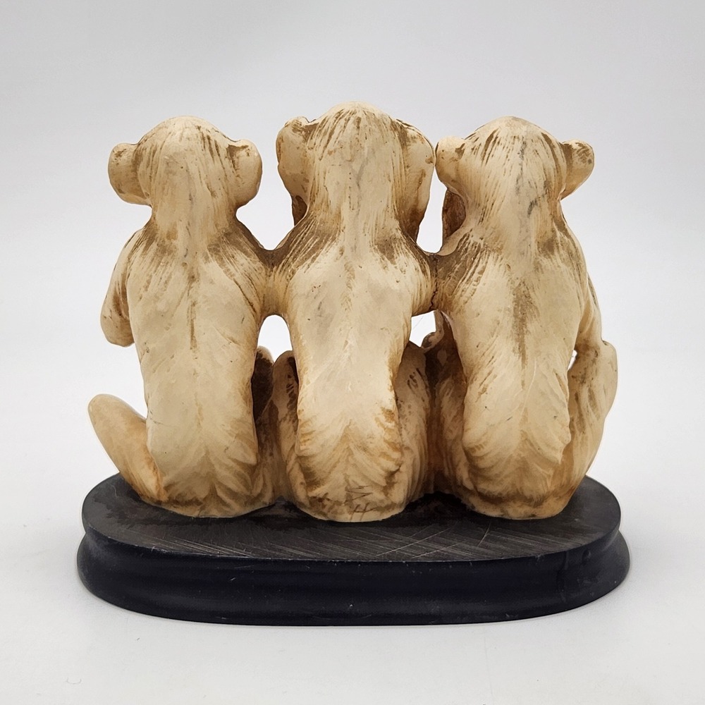 A Santini 3 Wise Monkeys Sculpture Italy Classic Figure See Hear Speak No Evil - Picture 2 of 8